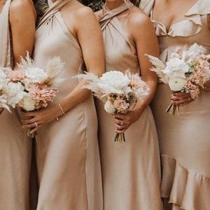 Show Me Your Mumu, jasmine halter midi dress, size small, champagne color